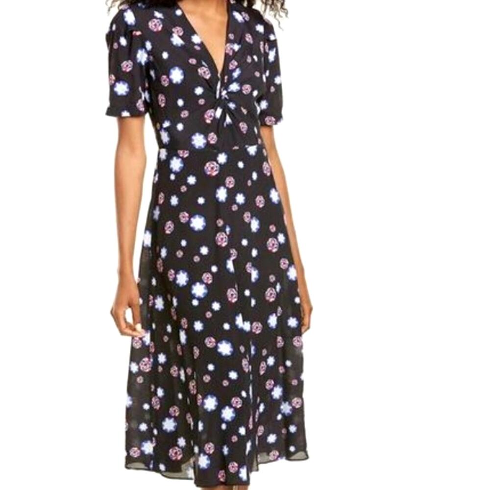 nwt Nicole Miller Starglass Twist Midi Dress size S Black Twist front